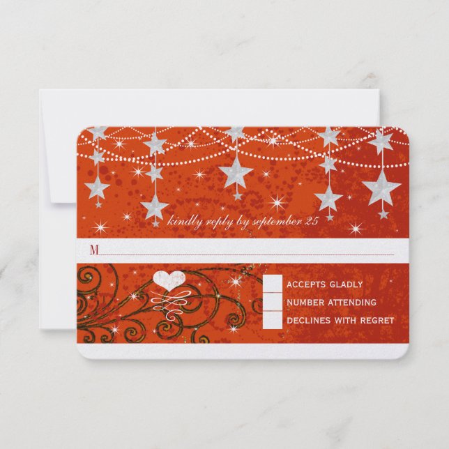 Lighter Red Wedding Under the Stars RSVP (Front)