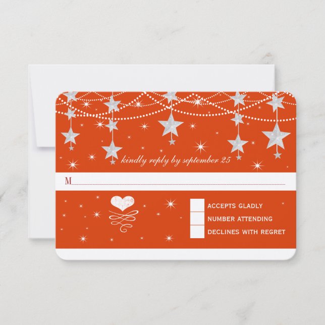 Lighter Red Wedding Under the Stars RSVP Card (Front)