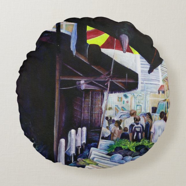 Lighter Side of Lavender Street, Singapore Round Pillow (Front)