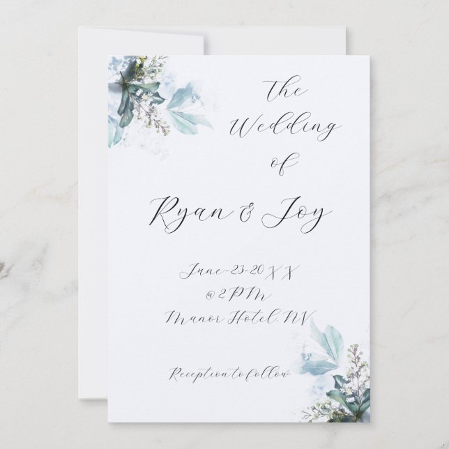 Lightest of Blue Wedding Invitation (Front)
