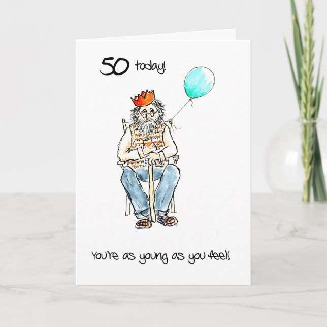 Lighthearted 50th Birthday Card for a Man (Front)
