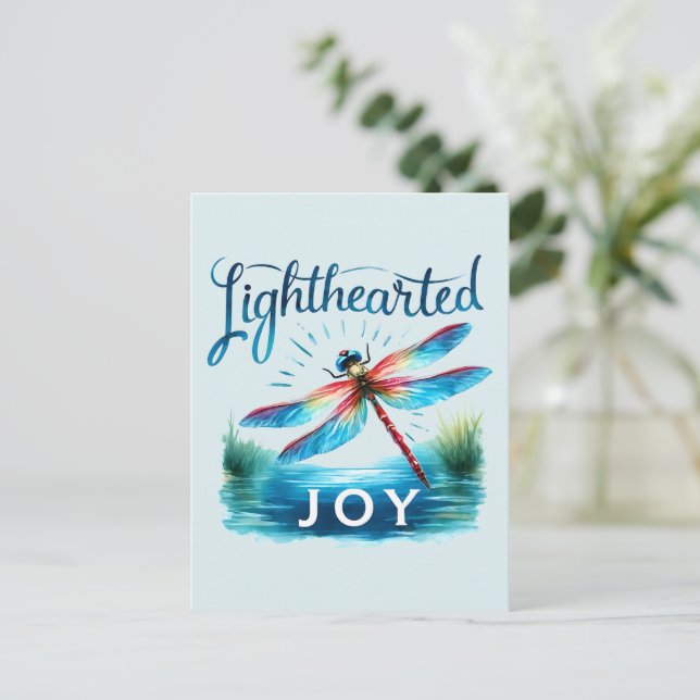 Lighthearted Joy - Artistic Dragonfly Postcard (Standing Front)