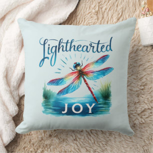 Lighthearted Joy - Artistic Dragonfly Throw Pillow