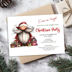 Lighthearted Quirky Santa Hand Drawn Holiday  Invitation