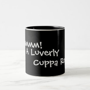 lighthearted rhyming slang drinking slogan Two-Tone coffee mug