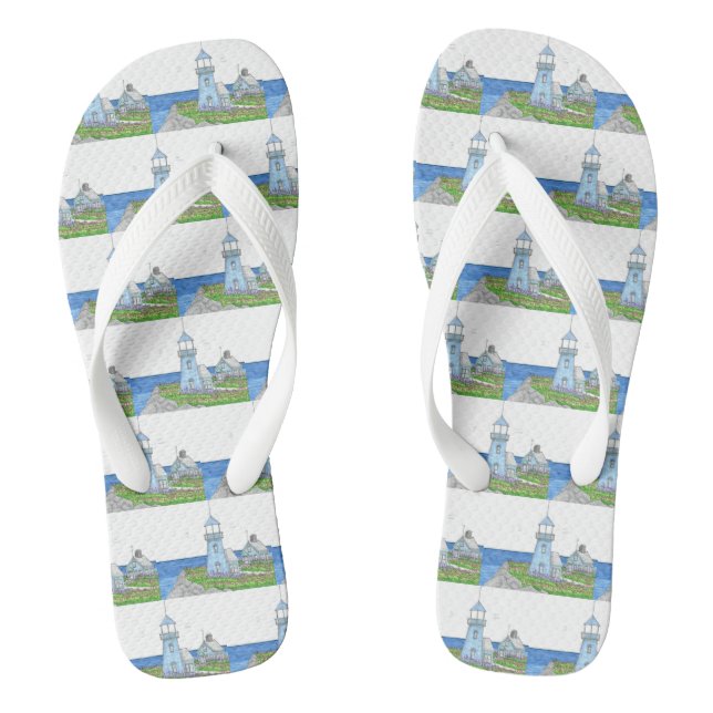 Lighthouse10; Adult Flip Flops (Footbed)