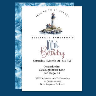 Lighthouse 100th Birthday Invitation