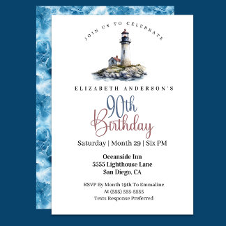 Lighthouse 90th Birthday Invitation