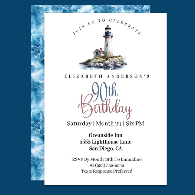 Lighthouse 90th Birthday Invitation (Creator Uploaded)