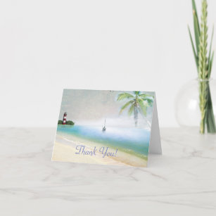 Lighthouse and Beach All Occasion Thank You Note