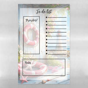 Lighthouse and Beach Decor Seaside To-Do List Magnetic Dry Erase Sheet