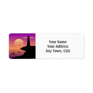 Lighthouse and Moon Return Address Labels