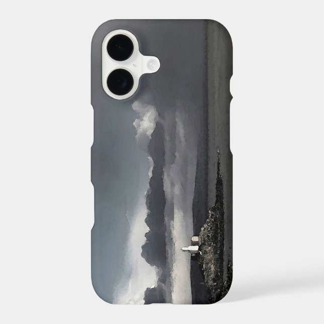 Lighthouse and storm clouds iphone case (Back)