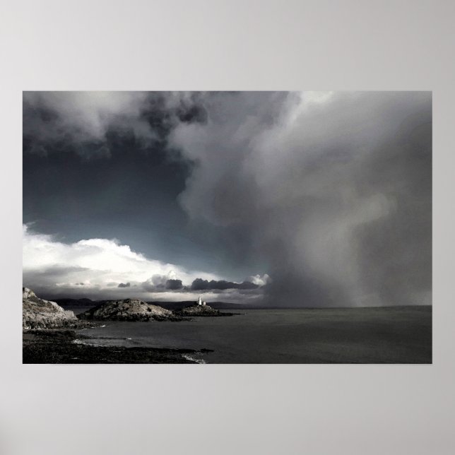 Lighthouse and storm clouds poster (Front)
