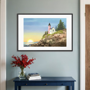 Lighthouse and Sunset Extra Large Framed Art