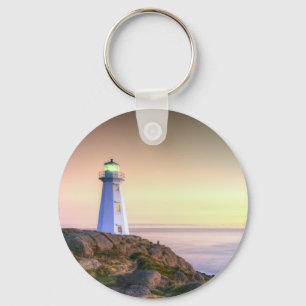 Lighthouse and Sunset Photo Keychain