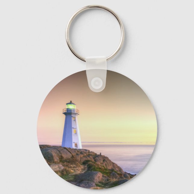 Lighthouse and Sunset Photo Keychain (Front)