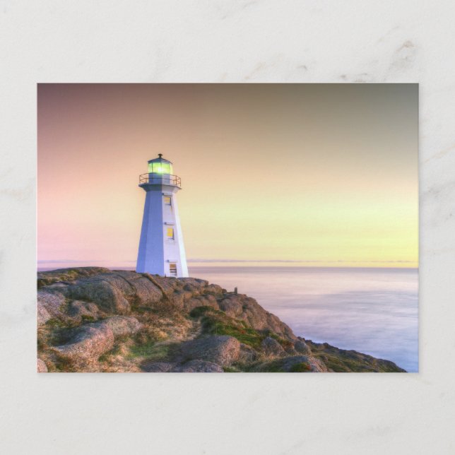 Lighthouse and Sunset Photo Postcard (Front)