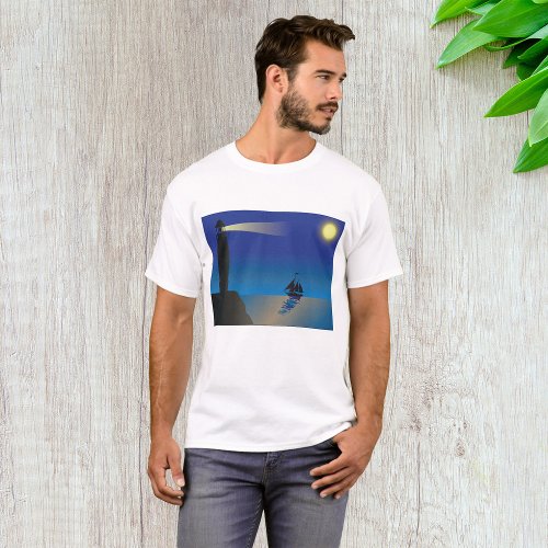 Lighthouse And The Moon Mens T_Shirt