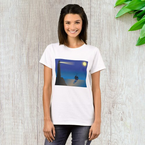Lighthouse And The Moon Womens T_Shirt