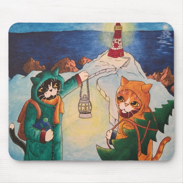 Lighthouse at Night Mouse Pad (Front)