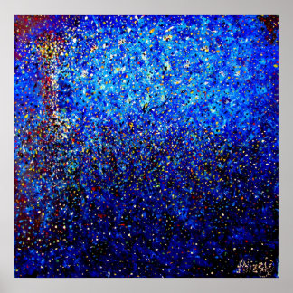 Lighthouse at Night Pointillism Fine Art Print