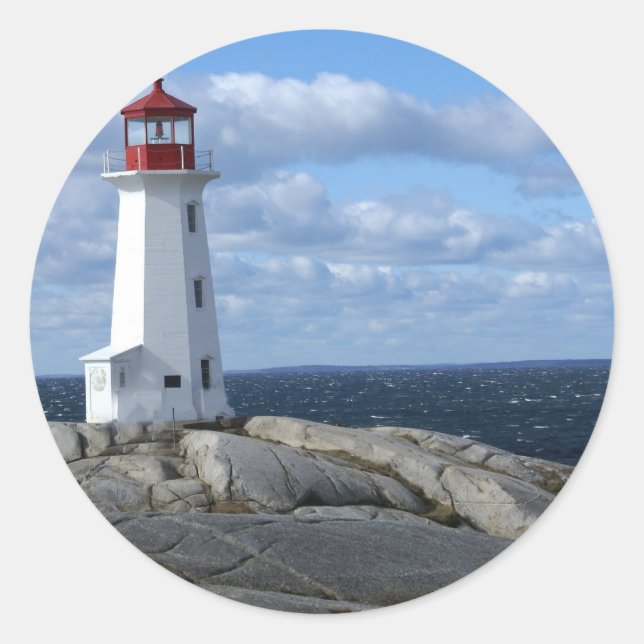 Lighthouse at Peggy's Cove Classic Round Sticker (Front)