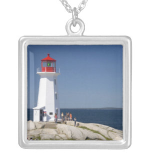 Lighthouse at Peggy's Cove, Nova Scotia, Canada. Silver Plated Necklace