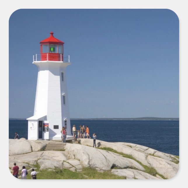 Lighthouse at Peggy's Cove, Nova Scotia, Canada. Square Sticker (Front)
