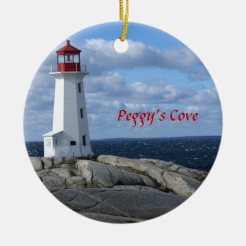 Lighthouse At Peggy's Cove Nova Scotia Ceramic Ornament by lighthouseenthusiast at Zazzle