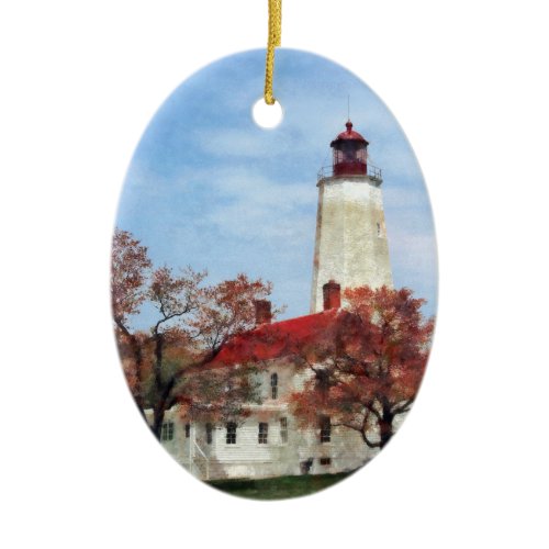 Lighthouse at Sandy Hook Ceramic Ornament