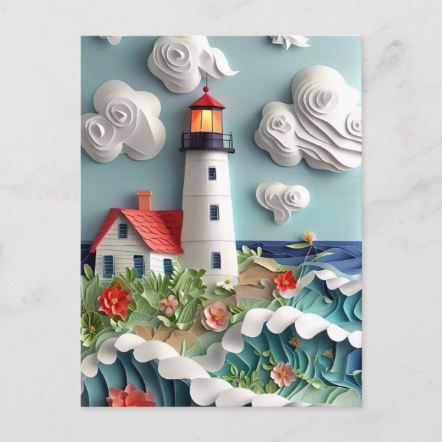 lighthouse at sea postcard (Front)