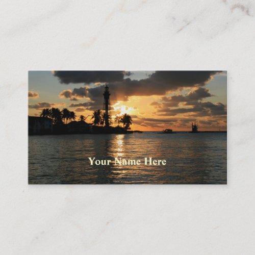 Lighthouse at Sunrise Business Card Template