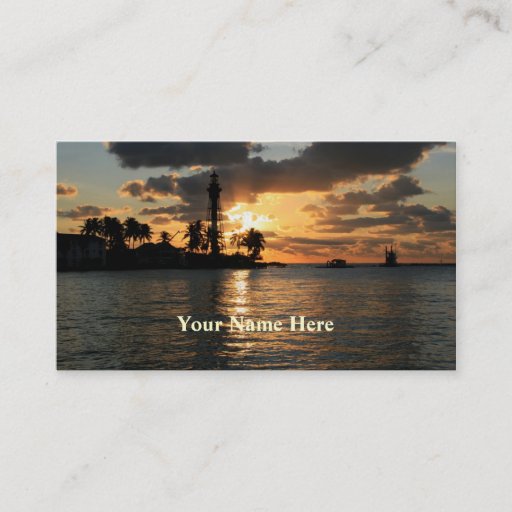 Customizable Lighthouse at Sunrise Business Card Template