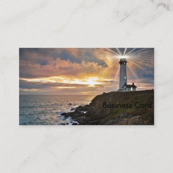 Lighthouse At Sunset Business Card by KraftyKays at Zazzle