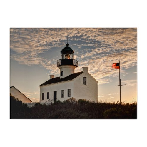 Lighthouse at sunset California Acrylic Print
