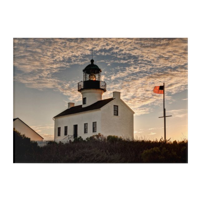 Lighthouse at sunset, California Acrylic Print (Front)