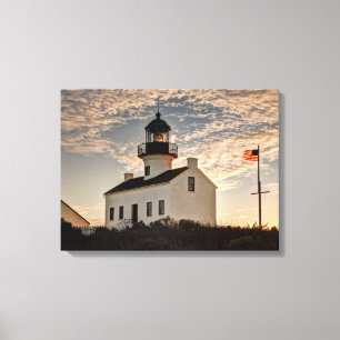 Lighthouse at sunset, California Canvas Print