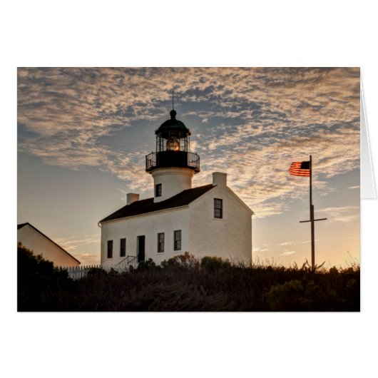 Lighthouse at sunset, California Cards (Front Horizontal)