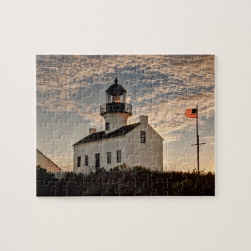 Lighthouse at sunset California Jigsaw Puzzle