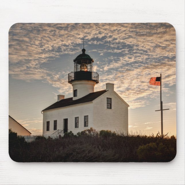 Lighthouse at sunset, California Mouse Pad (Front)