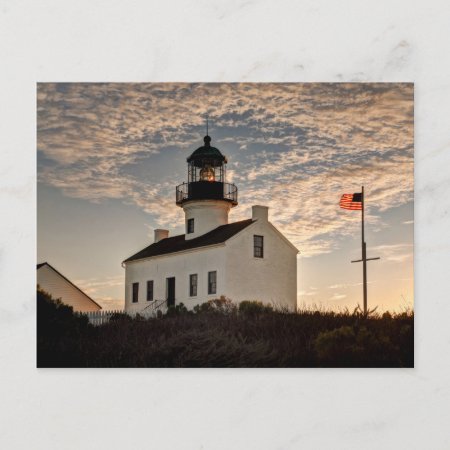 Lighthouse At Sunset, California Postcard