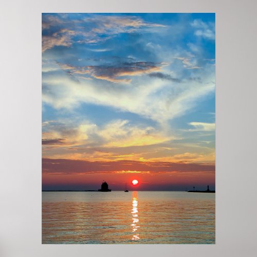 Lighthouse at Sunset II Poster