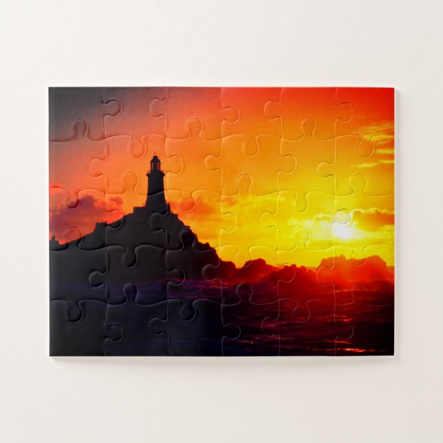 Lighthouse at sunset in Jersey Jigsaw Puzzle (Horizontal)