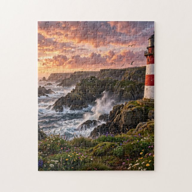 Lighthouse at Sunset Jigsaw Puzzle (Vertical)