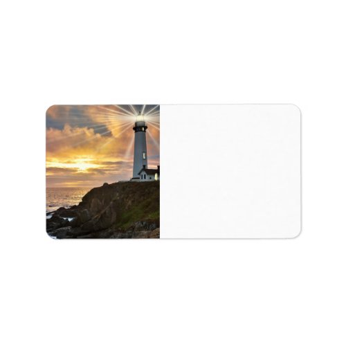 Lighthouse at Sunset Label