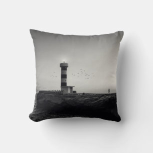 Lighthouse at Sunset Throw Pillow