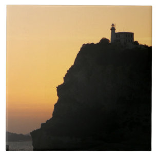 Lighthouse at sunset view ceramic tile