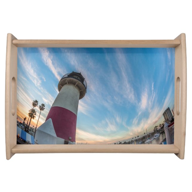 Lighthouse at the Oceanside Harbor Serving Tray (Front)
