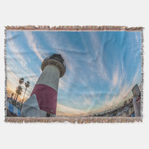 Lighthouse at the Oceanside Harbor Throw Blanket